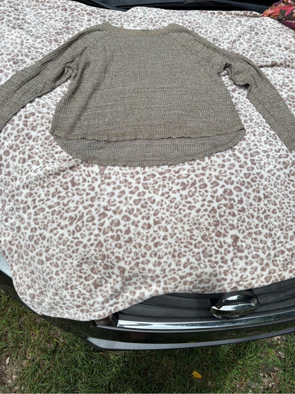 Wild Fable Medium Cropped Army Green Cozy Lightweight Knit Sweater